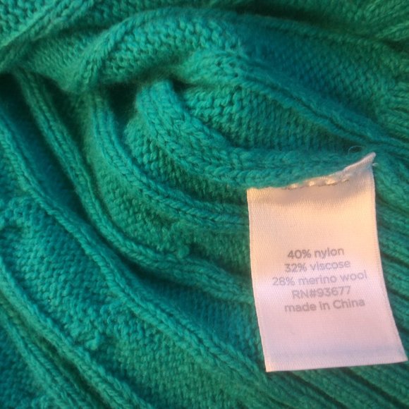 Vintage Cable Knit Wool Blend Long Sleeve V-Neck by JC Penney Size XL Petite - Picture 3 of 5